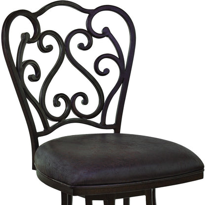 30" Espresso Iron Swivel Bar Height Bar Chair-7