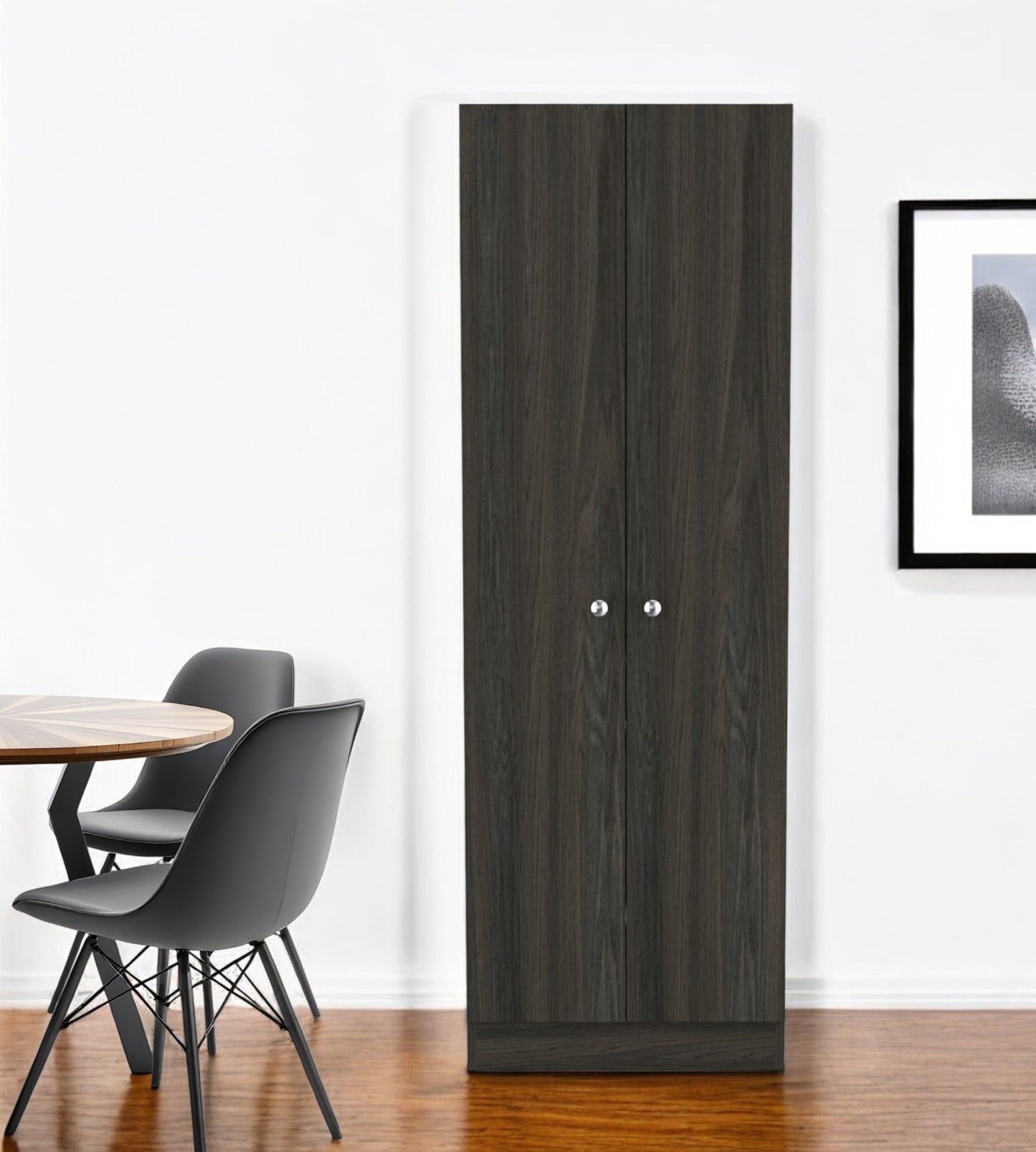 71" Dark Brown Wood Pantry Or Storage Closet-0