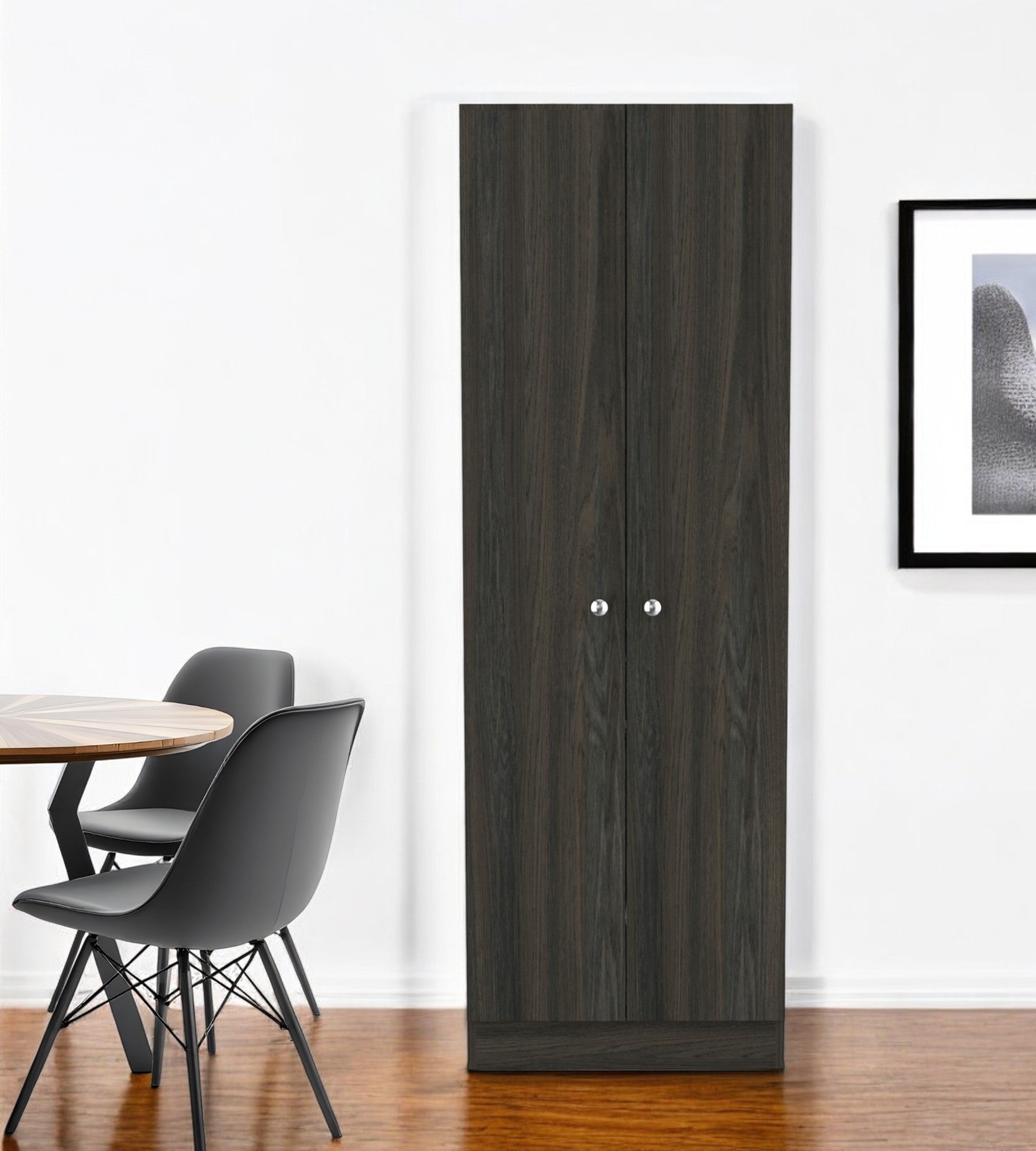 71" Dark Brown Wood Pantry Or Storage Closet-0