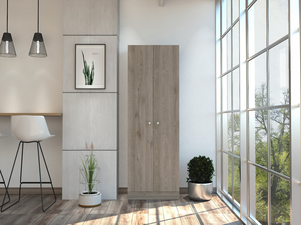 71" Light Gray Wood Pantry Or Storage Closet-4