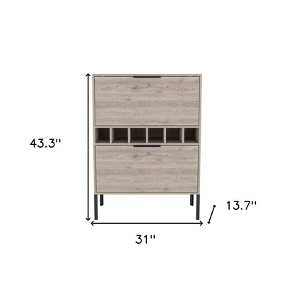 43" Light Gray and Black Wood Console Bar Cabinet With Two Doors-6
