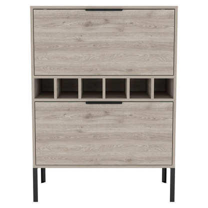 43" Light Gray and Black Wood Console Bar Cabinet With Two Doors-1