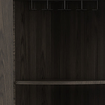 71" Dark Brown Wood Corner Bar Cabinet With Two Doors-2