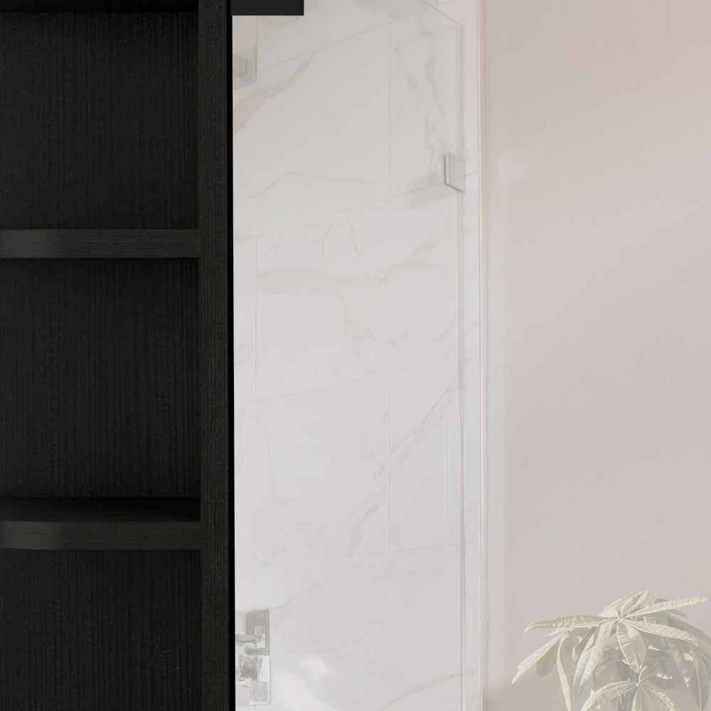 24" Black Wood Floating Bathroom Vanity-3