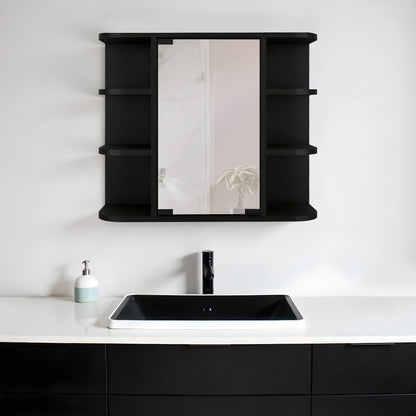 24" Black Wood Floating Bathroom Vanity-0