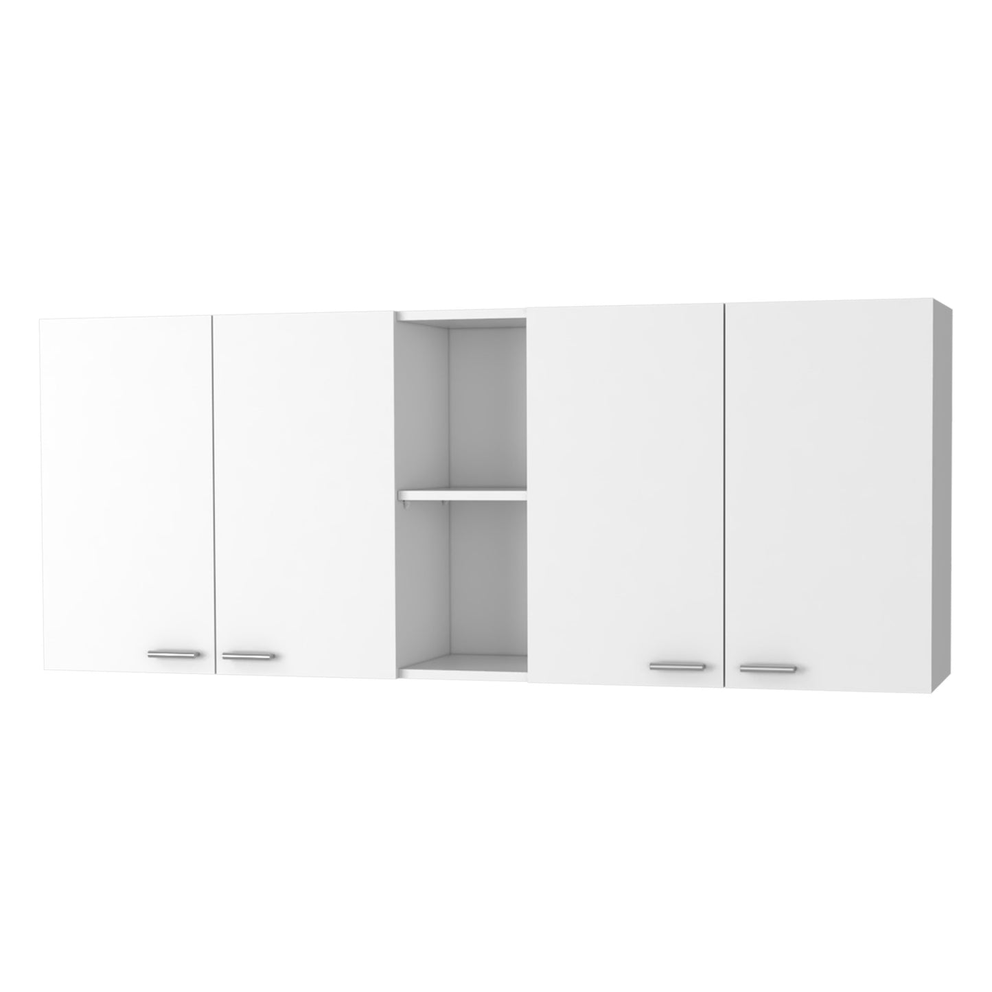 59" White Wood Wall Mounted Accent Cabinet With Four Doors-1