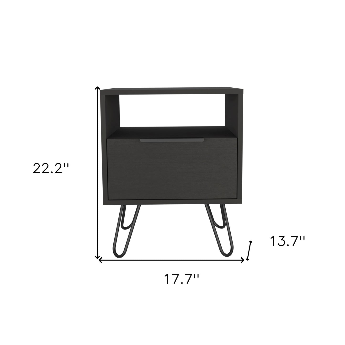 22" Black Wood Nightstand-6