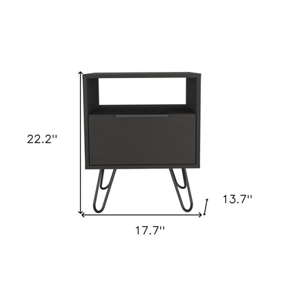 22" Black Wood Nightstand-6