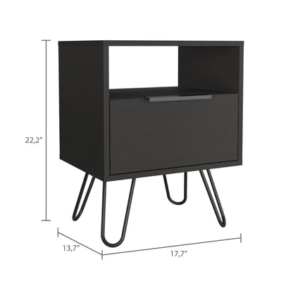 22" Black Wood Nightstand-7