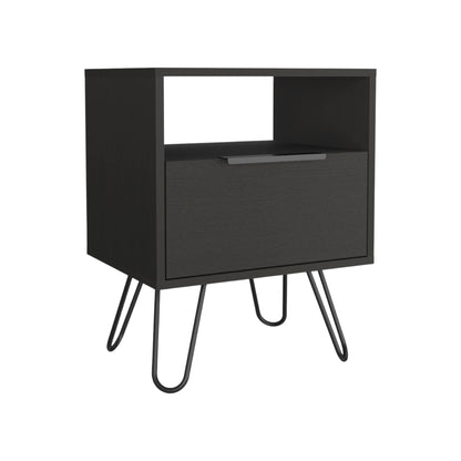 22" Black Wood Nightstand-2