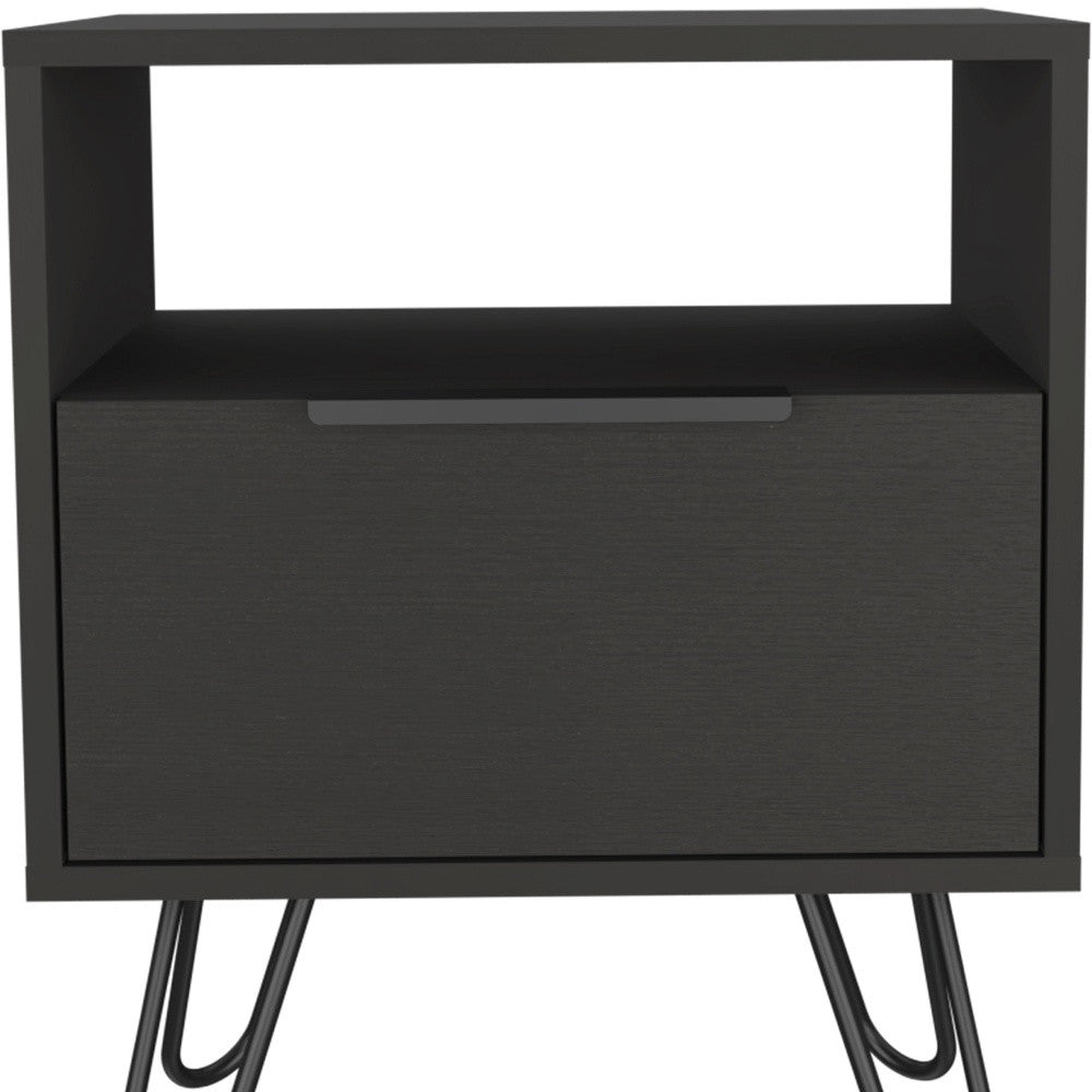 22" Black Wood Nightstand-4
