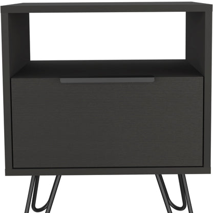 22" Black Wood Nightstand-4