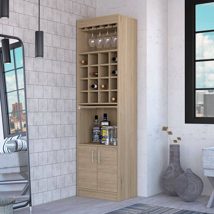 24" Natural Bar Cabinet With Eighteen Shelves-5