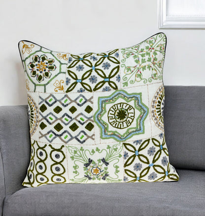 22" Off White Cotton Throw Pillow-0