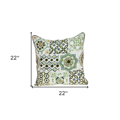 22" Off White Cotton Throw Pillow-8