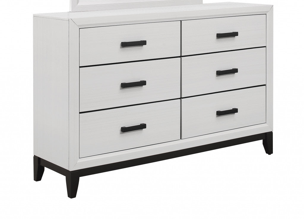 58" White Solid Wood Six Drawer Double Dresser-3