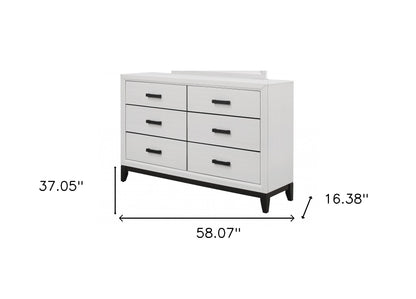 58" White Solid Wood Six Drawer Double Dresser-6