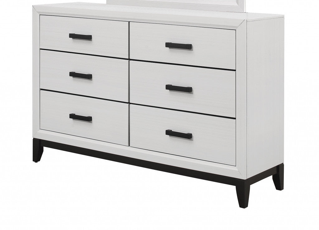 58" White Solid Wood Six Drawer Double Dresser-2