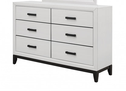 58" White Solid Wood Six Drawer Double Dresser-2