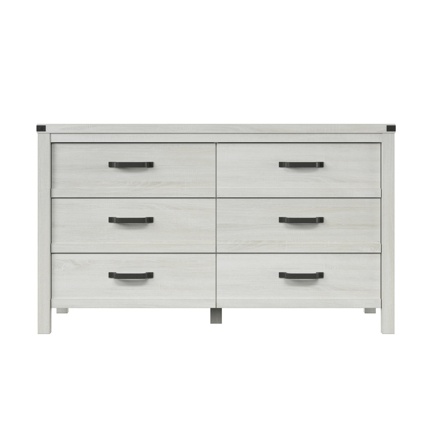 58" White Solid Wood Six Drawer Double Dresser-0