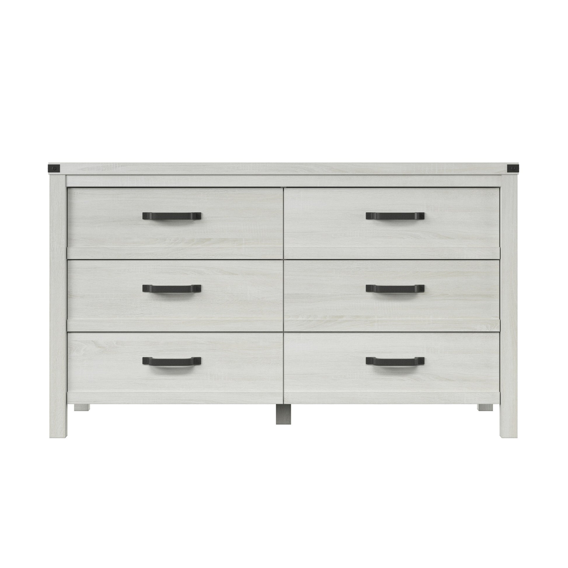 58" White Solid Wood Six Drawer Double Dresser-0