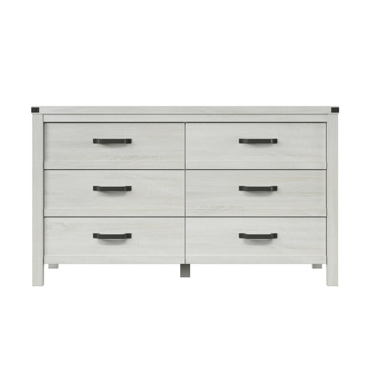 58" White Solid Wood Six Drawer Double Dresser-0