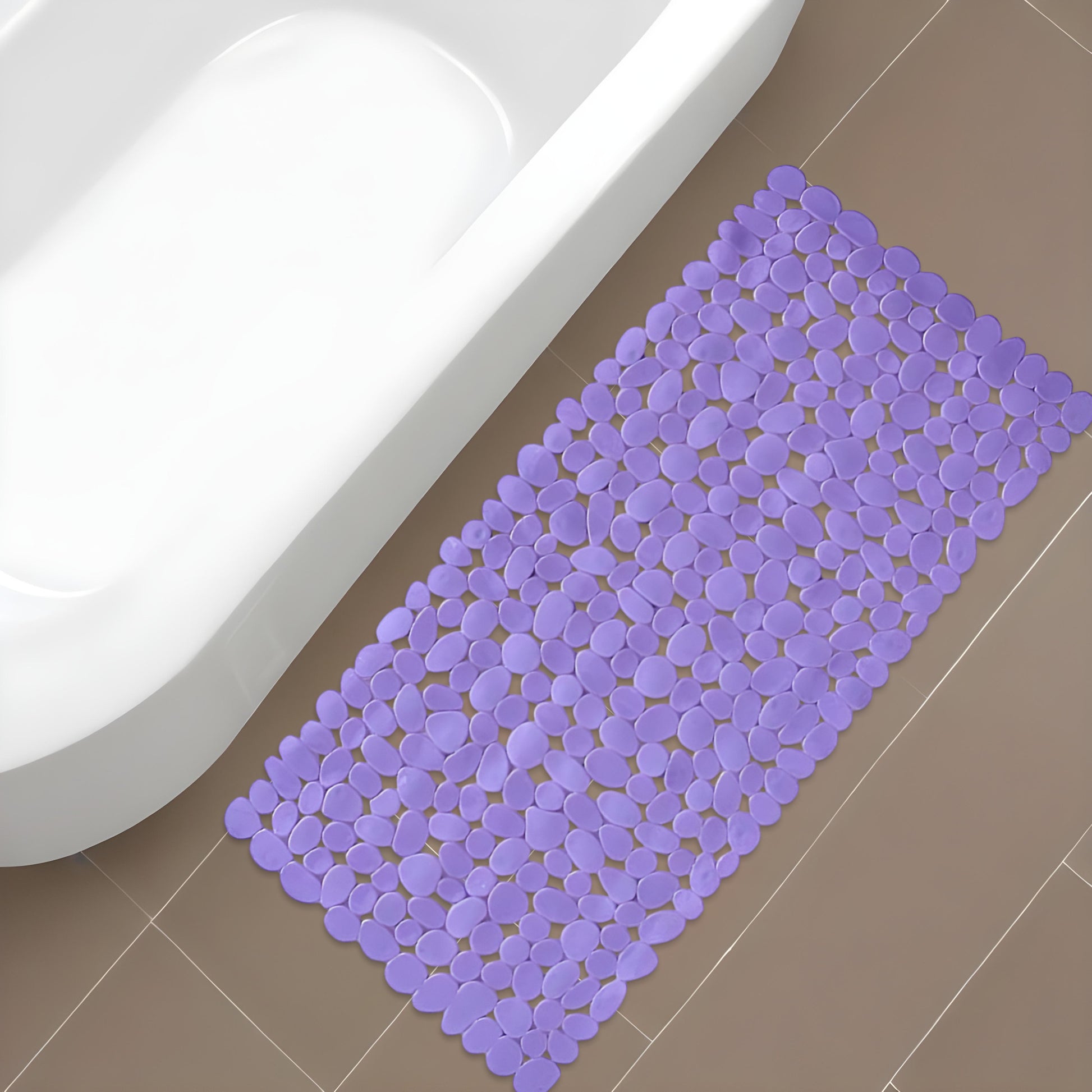 35" Purple Spa Pebbles Non Slip Bathtub Mat-1