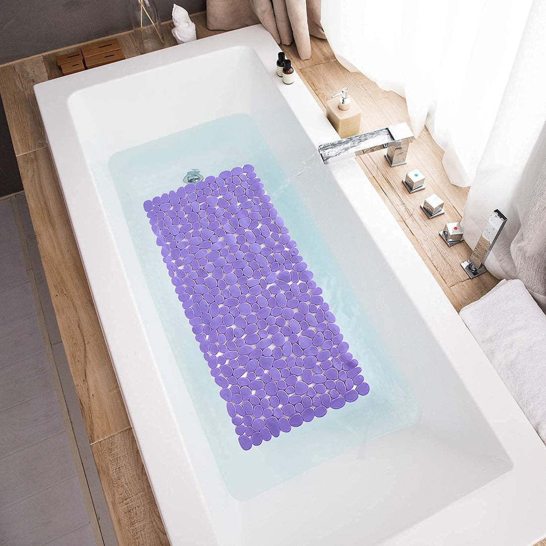 35" Purple Spa Pebbles Non Slip Bathtub Mat-4