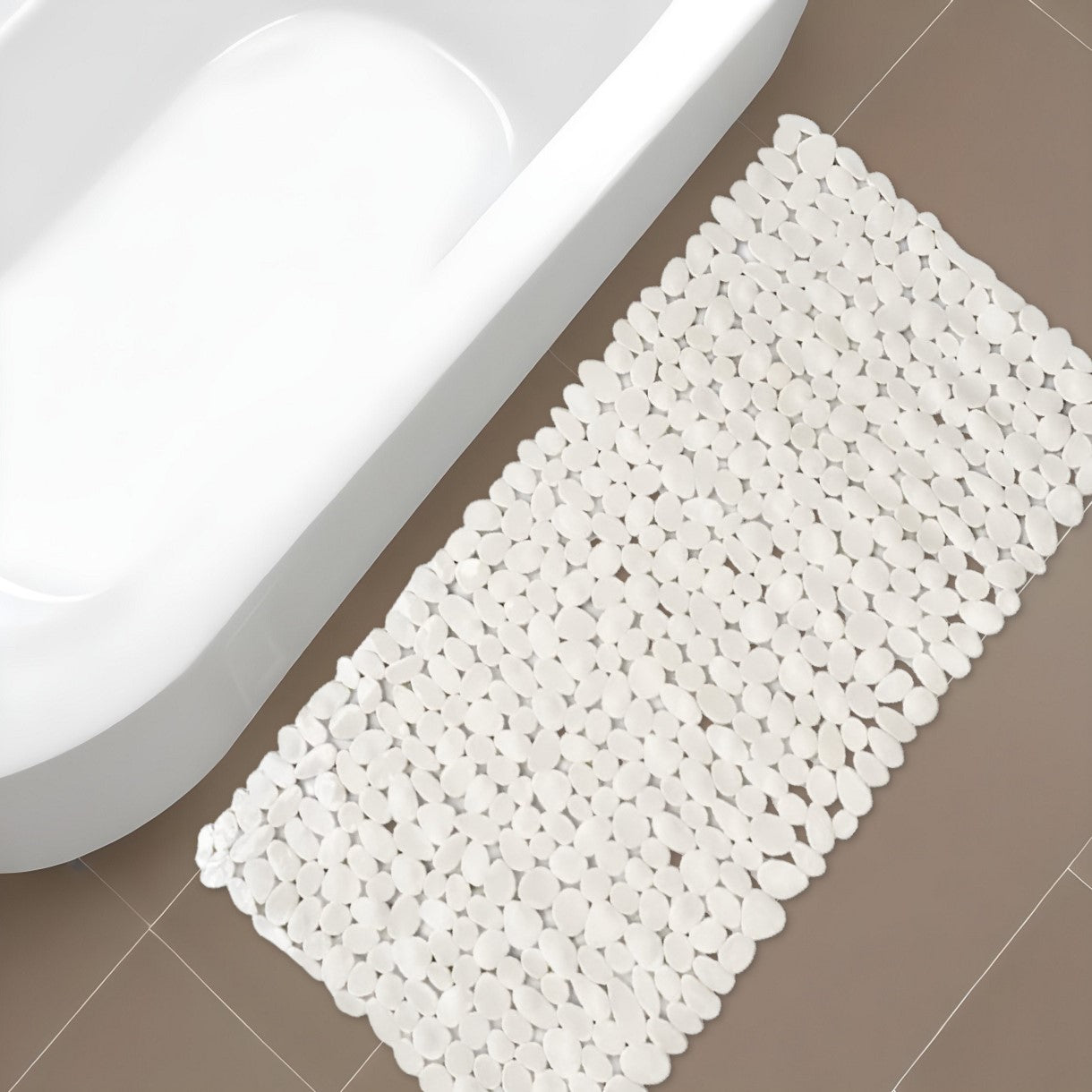 35" Beige Spa Pebbles Non Slip Bathtub Mat-1