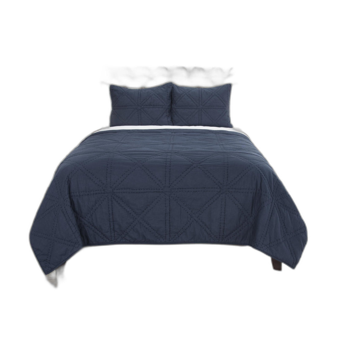 Set of Three Indigo Geometric King Quilt-1