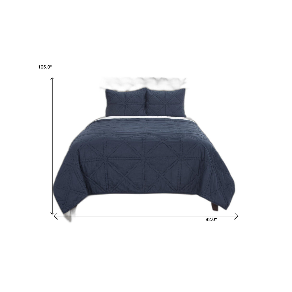 Set of Three Indigo Geometric King Quilt-4