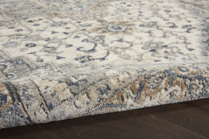 5' X 5' Ivory And Grey Round Oriental Non Skid Area Rug-7