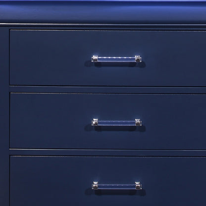 16" Blue Solid Wood Five Drawer Chest With LED Lighting-4