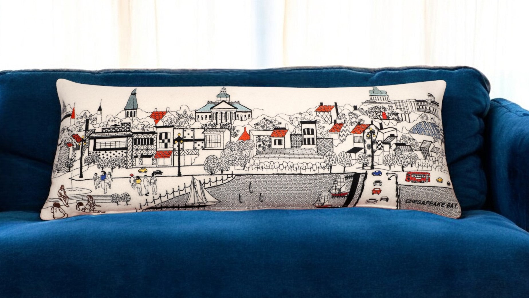 14" X 35" Cream Hometown Pride Wool Lumbar Throw Pillow-1