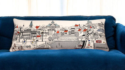 14" X 35" Cream Hometown Pride Wool Lumbar Throw Pillow-1