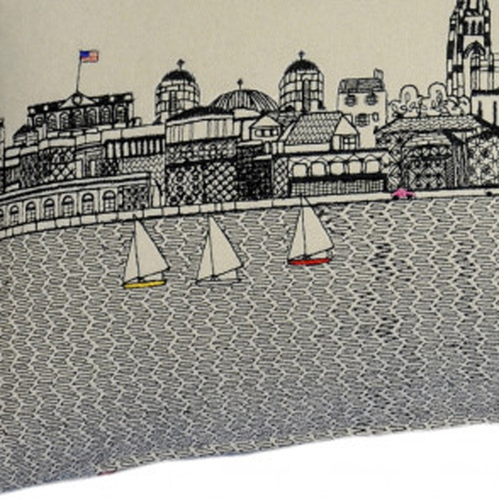 35" White Charleston Daylight Skyline Lumbar Decorative Pillow-3