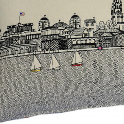 35" White Charleston Daylight Skyline Lumbar Decorative Pillow-3