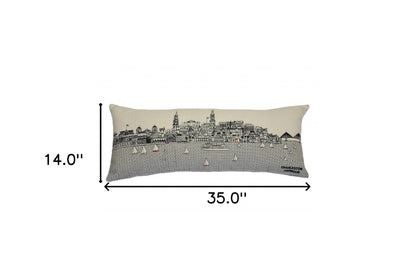 35" White Charleston Daylight Skyline Lumbar Decorative Pillow-4