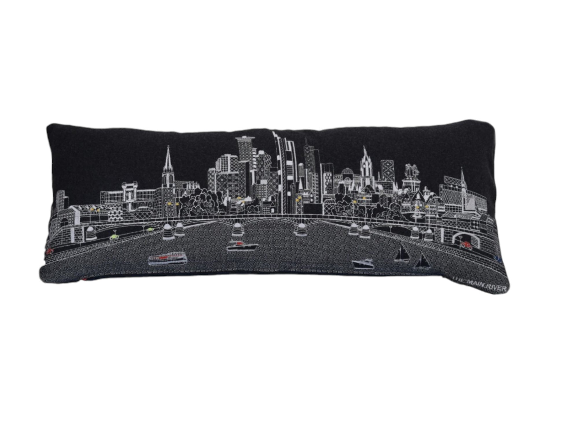 14" X 35" Black Gray and White Hometown Pride Wool Lumbar Throw Pillow-1