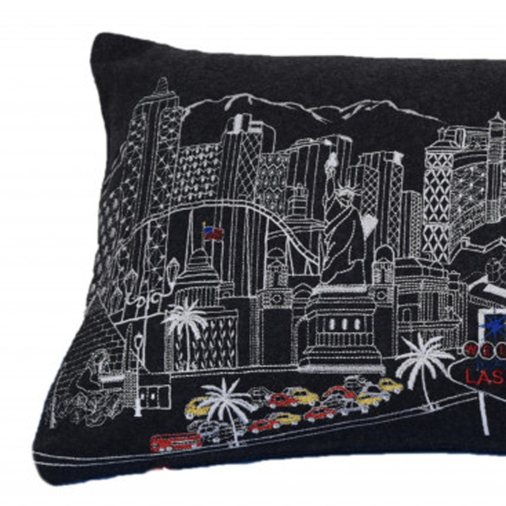 14" X 35" Black Gray and White Hometown Pride Wool Lumbar Throw Pillow-2