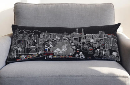 14" X 35" Black Gray and White Hometown Pride Wool Lumbar Throw Pillow-0