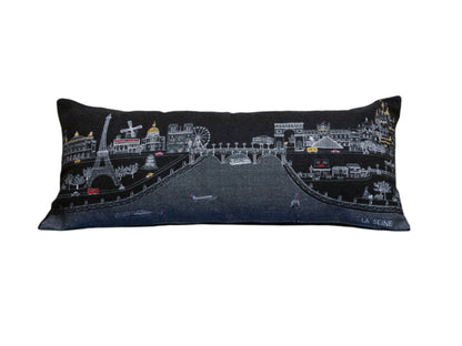 14" X 35" Black Gray and White Hometown Pride Wool Lumbar Throw Pillow-1