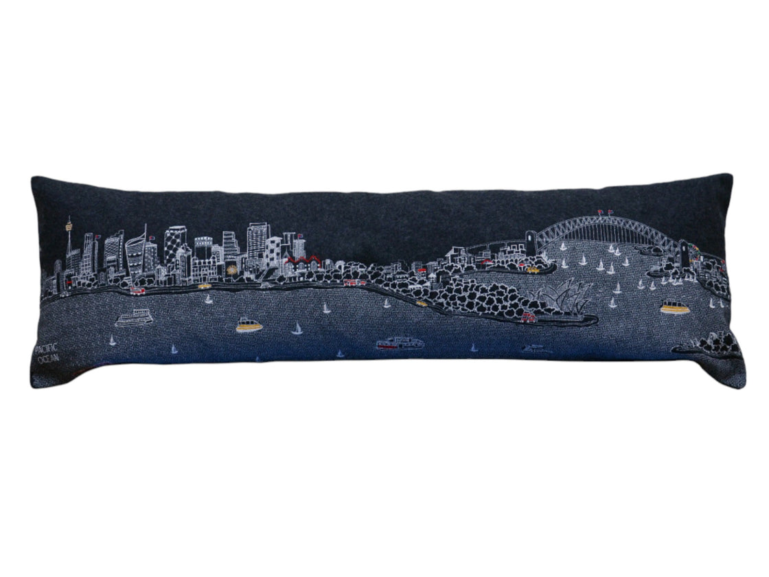 14" X 35" Black Gray and White Hometown Pride Wool Lumbar Throw Pillow-1