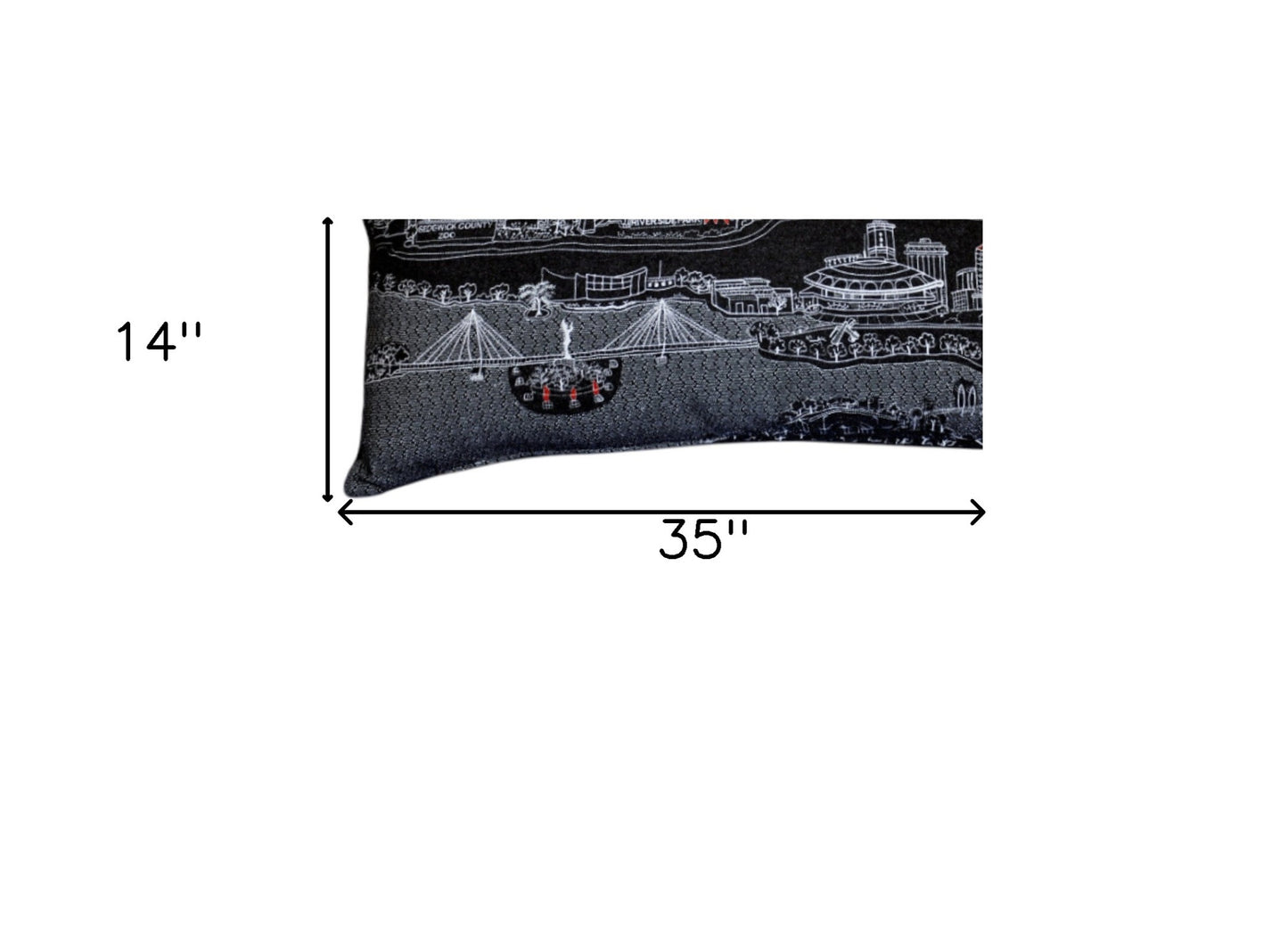 14" X 35" Black Gray and White Hometown Pride Wool Lumbar Throw Pillow-4