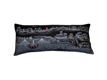 14" X 35" Black Gray and White Hometown Pride Wool Lumbar Throw Pillow-1