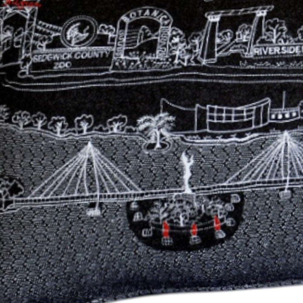 14" X 35" Black Gray and White Hometown Pride Wool Lumbar Throw Pillow-3