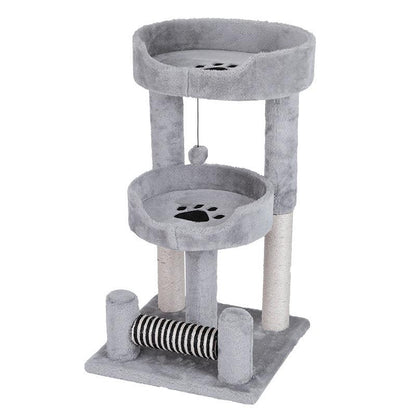 Gray Paw Print Cat Climbing Frame With Sisal Grinding Claw Toy - All-In-One Cat Playground-2