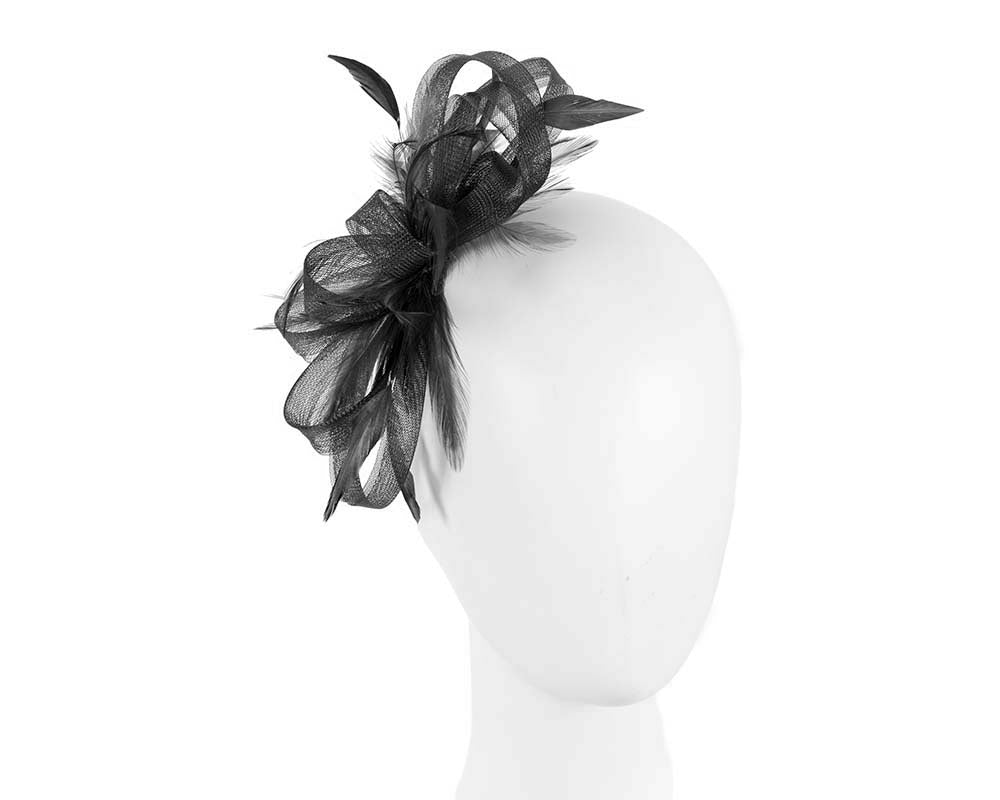 Custom made black fascinator by Cupids Millinery-0