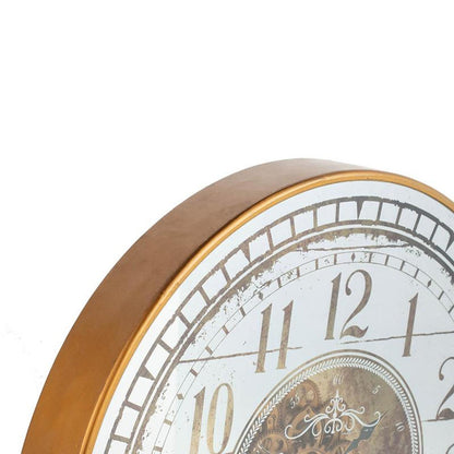 32" Circle Gold and Silver Metal and Mirror Analog Exposed Gear Wall Clock-3