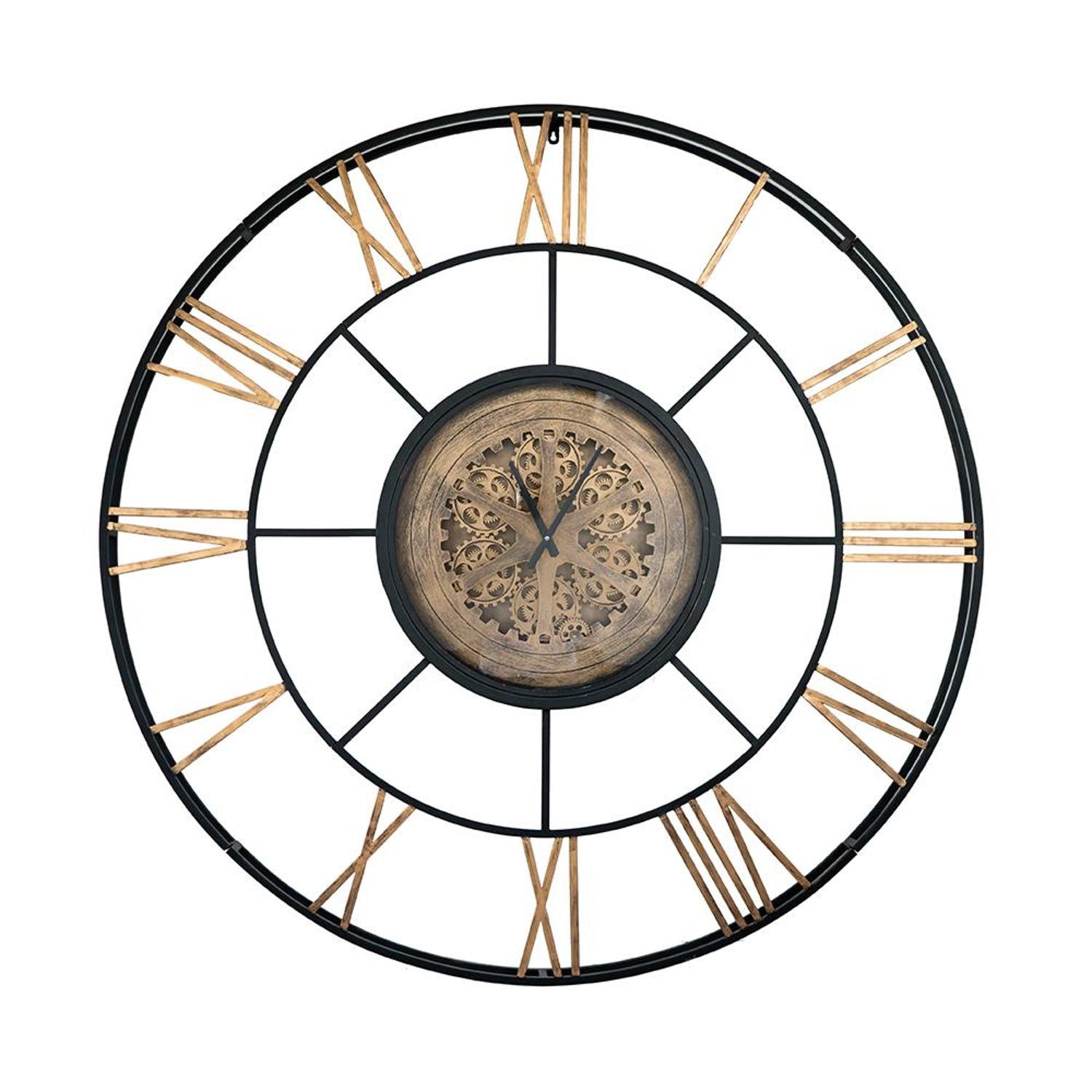 56" Circle Copper Metal and Glass Analog Exposed Gear Wall Clock-0